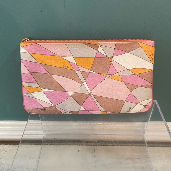 Emilio Pucci patent leather clutch bag multi color with gold hardware . - Picture 2 of 5